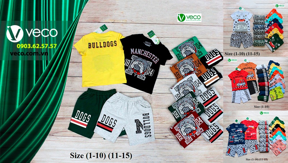 Xưởng may quần áo trẻ em xuất khẩu giá sỉ Veco-Quần áo trẻ em Xuân Hè 2019 cho bé trai